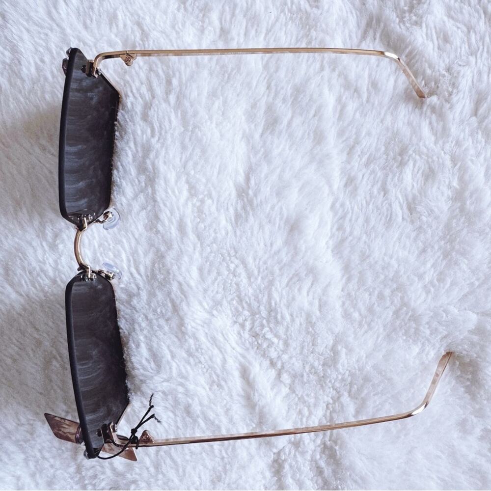 Nora Black w/ Gold Rims Square Sunglasses - Picture 6 of 13